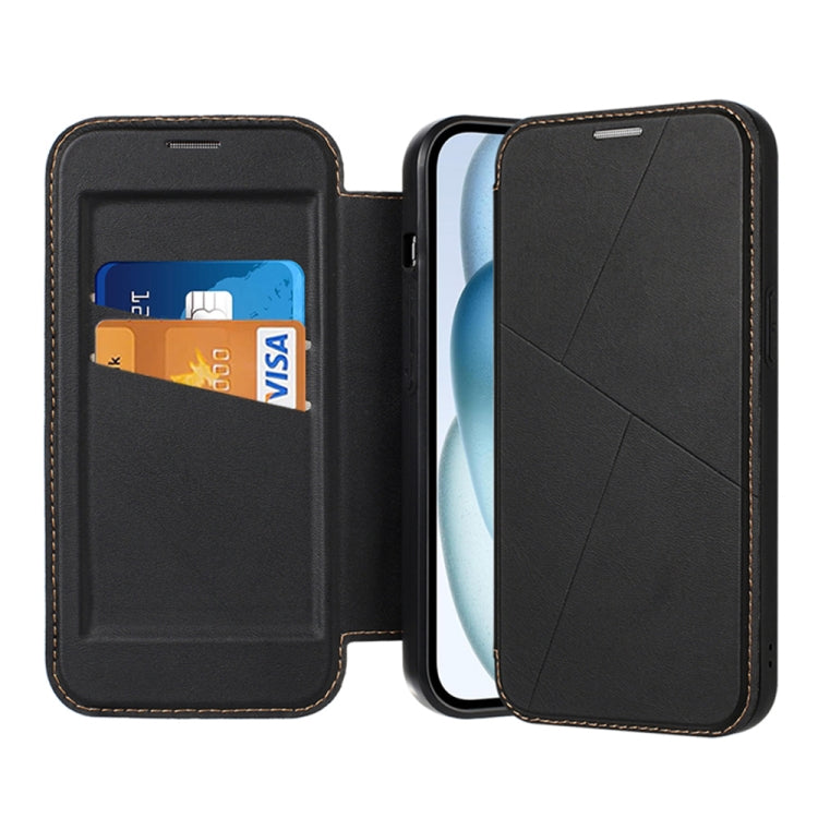For iPhone 15 Plus / 14 Plus Magnetic Armor Series RFID Card Slots Leather Phone Case