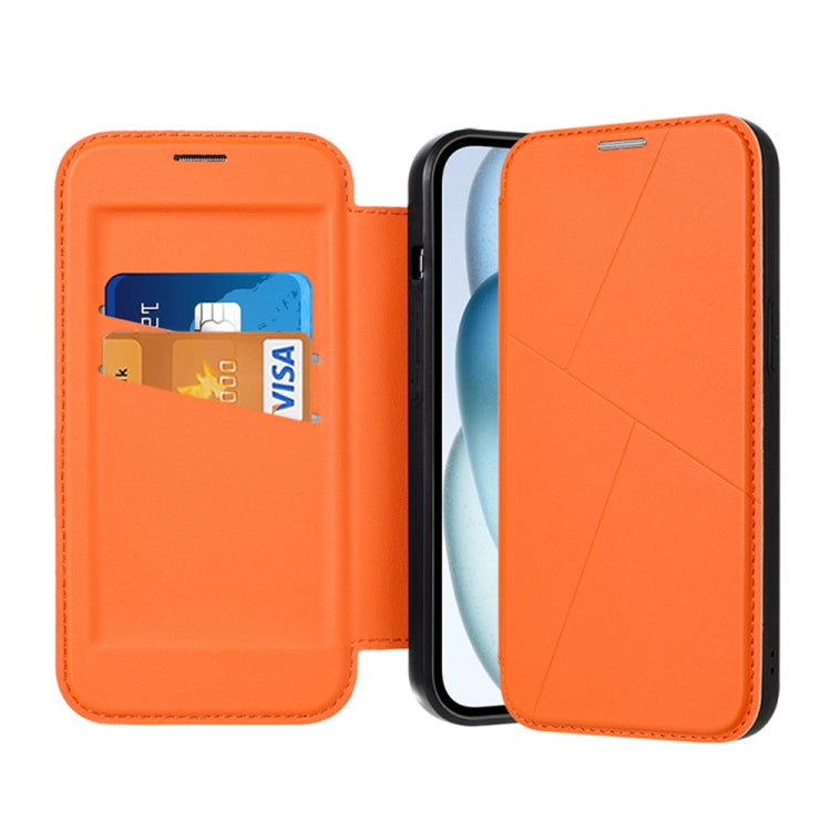 For iPhone 15 Magnetic Armor Series RFID Card Slots Leather Phone Case