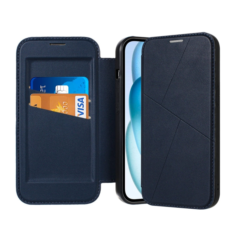 For iPhone 15 Magnetic Armor Series RFID Card Slots Leather Phone Case