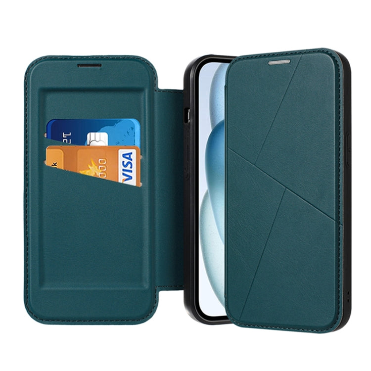 For iPhone 14 Pro Max Magnetic Armor Series RFID Card Slots Leather Phone Case