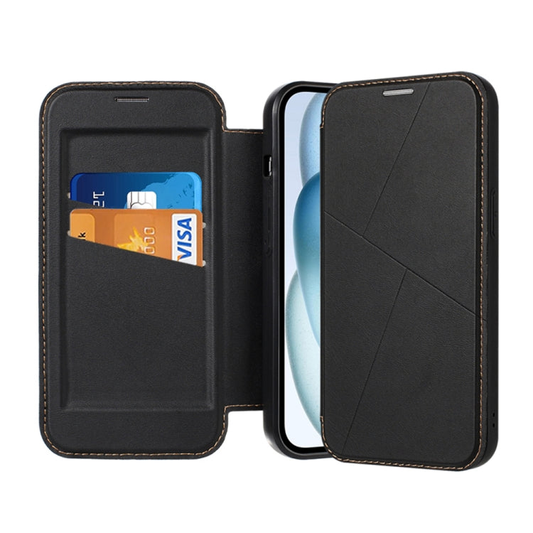 For iPhone 14 / 13 Magnetic Armor Series RFID Card Slots Leather Phone Case