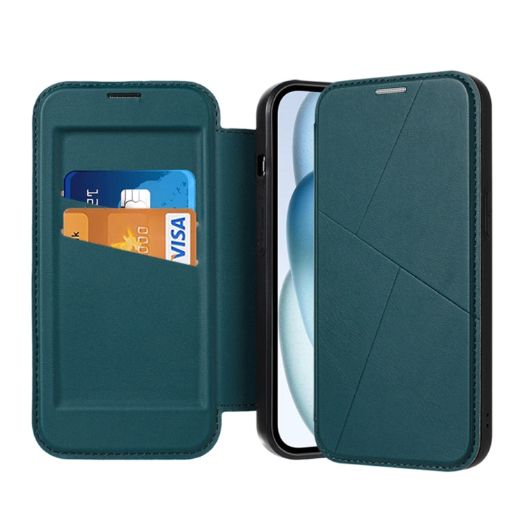 For iPhone 14 / 13 Magnetic Armor Series RFID Card Slots Leather Phone Case