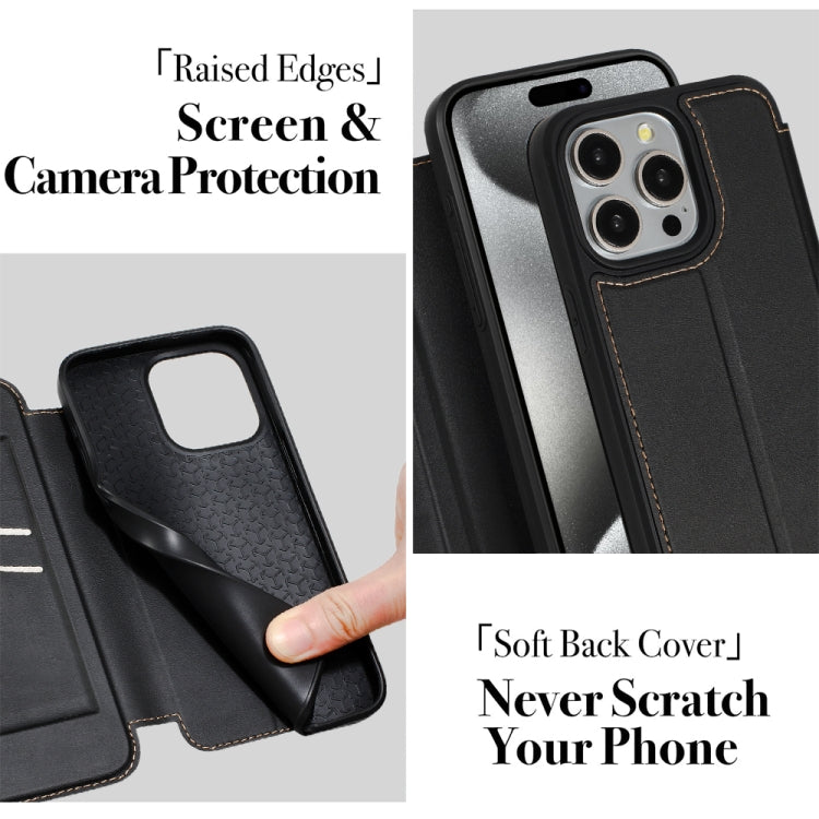 For iPhone 15 Plus / 14 Plus Magnetic Armor Series RFID Card Slots Leather Phone Case