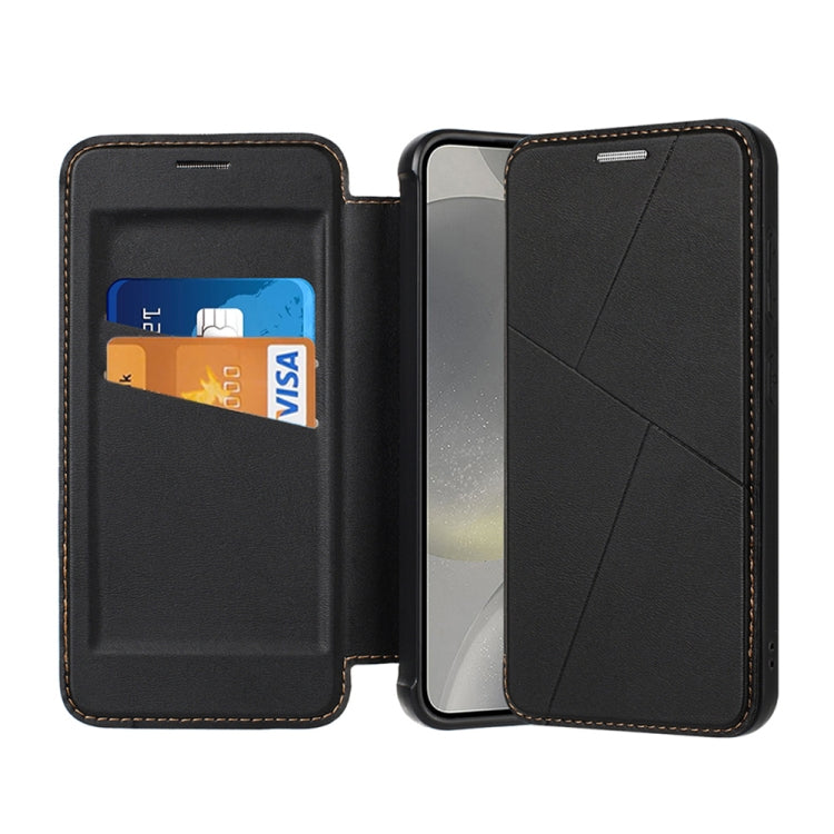 For Samsung Galaxy S24 5G Magnetic Armor Series RFID Card Slots Leather Phone Case