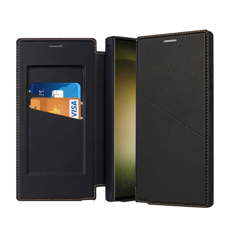 For Samsung Galaxy S24 Ultra 5G Magnetic Armor Series RFID Card Slots Leather Phone Case