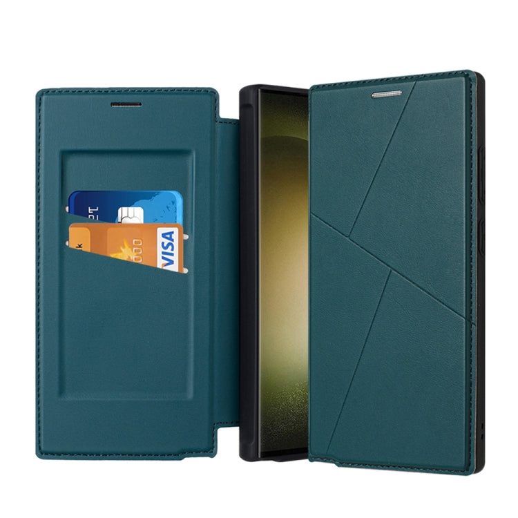 For Samsung Galaxy S24 Ultra 5G Magnetic Armor Series RFID Card Slots Leather Phone Case