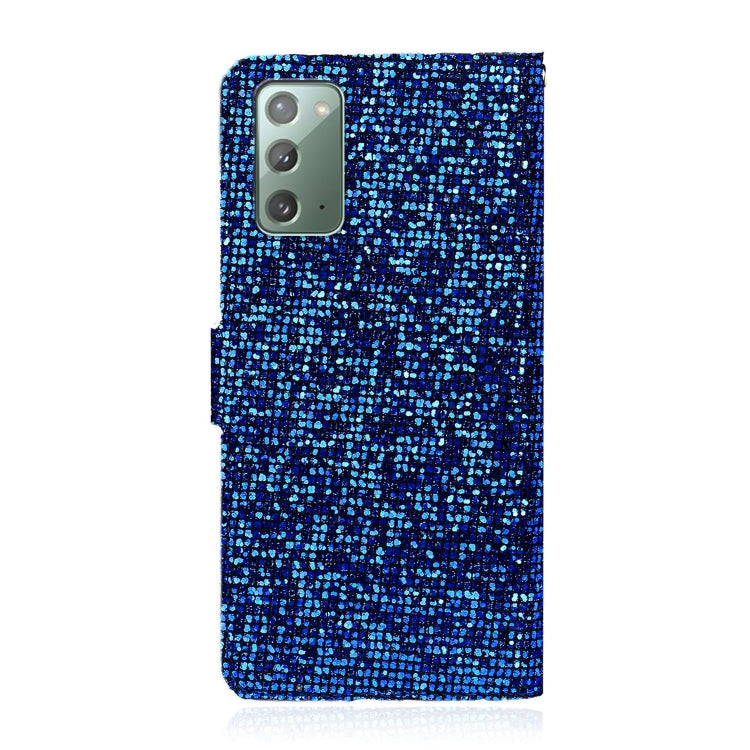 For Samsung Galaxy Note 20 Glitter Powder Horizontal Flip Leather Case with Card Slots & Holder & Lanyard