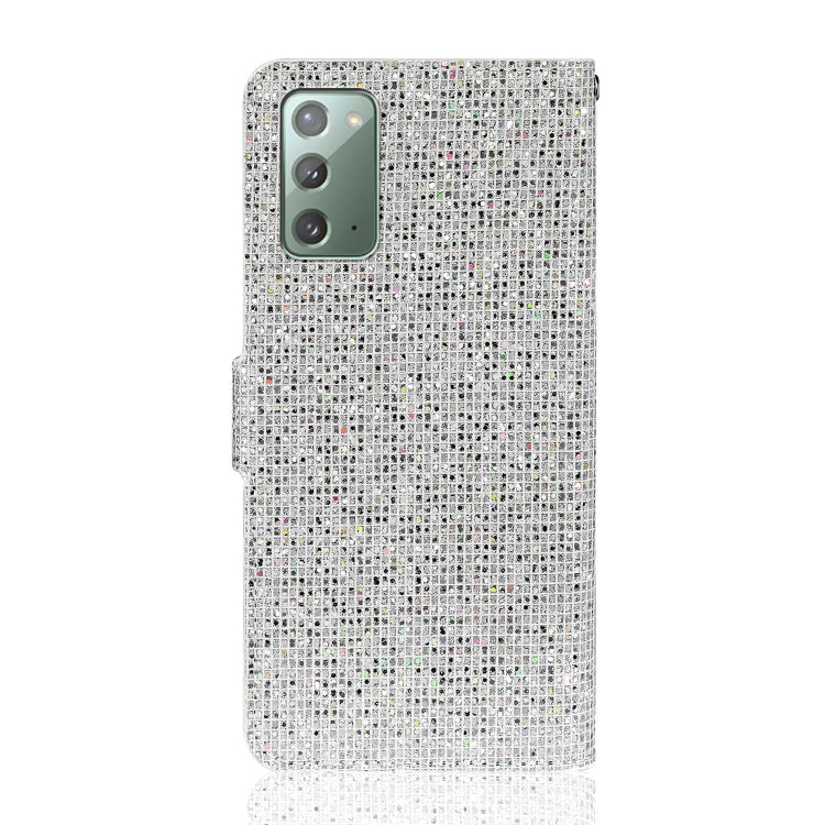 For Samsung Galaxy Note 20 Glitter Powder Horizontal Flip Leather Case with Card Slots & Holder & Lanyard