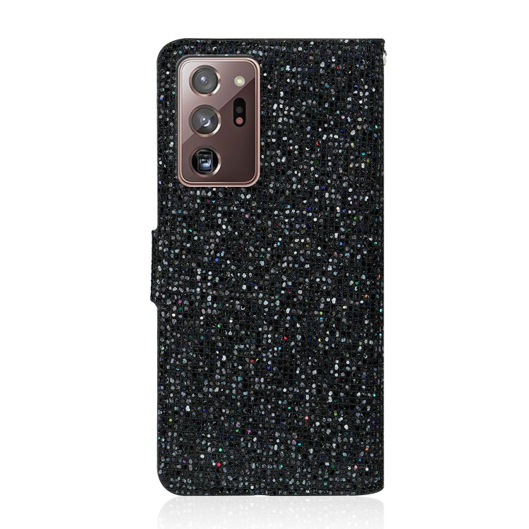For Samsung Galaxy Note 20 Ultra Glitter Powder Horizontal Flip Leather Case with Card Slots & Holder & Lanyard