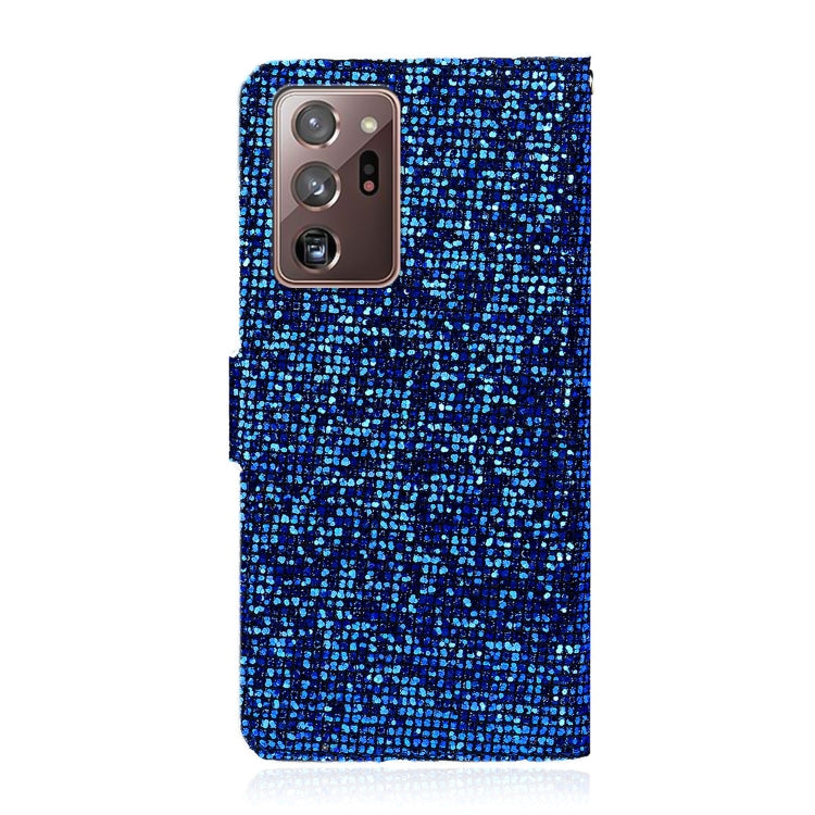 For Samsung Galaxy Note 20 Ultra Glitter Powder Horizontal Flip Leather Case with Card Slots & Holder & Lanyard