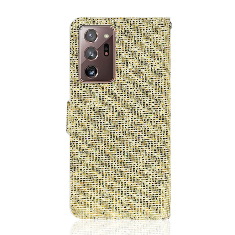 For Samsung Galaxy Note 20 Ultra Glitter Powder Horizontal Flip Leather Case with Card Slots & Holder & Lanyard