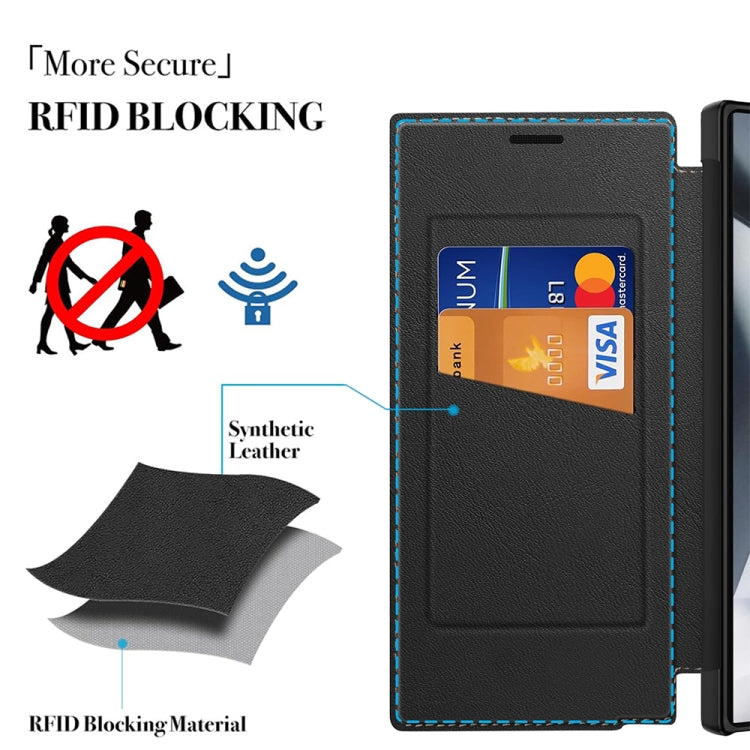 For Samsung Galaxy S24 5G Magnetic Armor Series RFID Card Slots Leather Phone Case