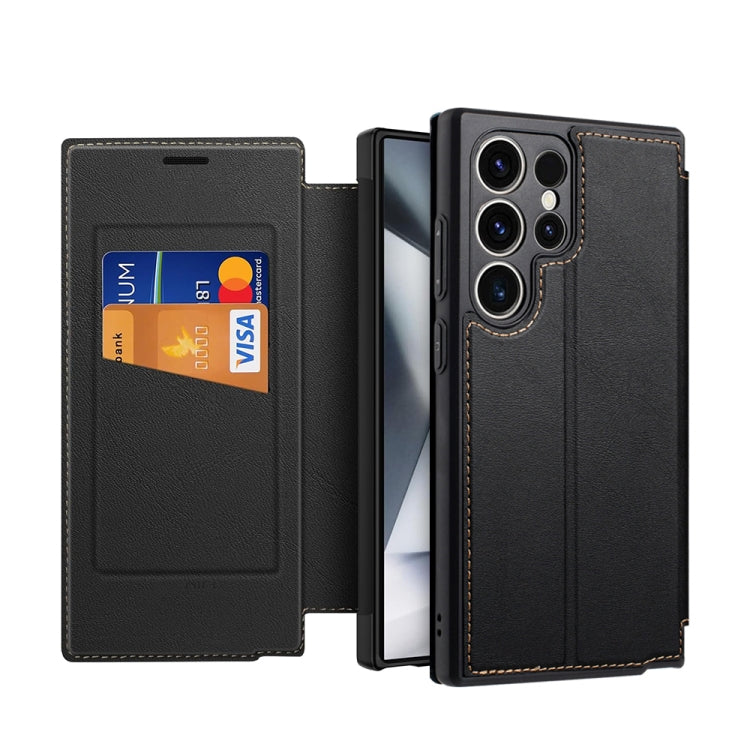 For Samsung Galaxy S24 Ultra 5G Magnetic Armor Series RFID Card Slots Leather Phone Case
