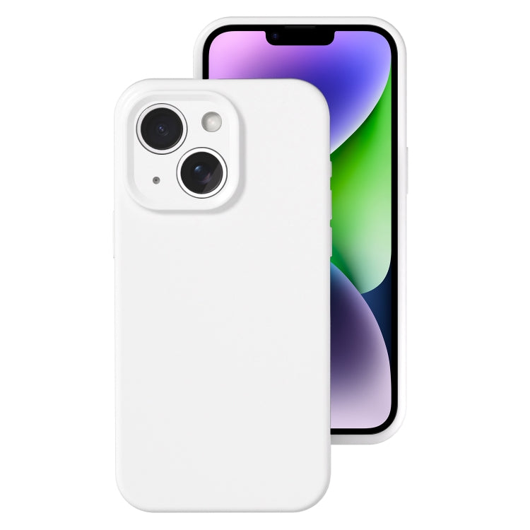For iPhone 14 Precise Hole Liquid Silicone Jelly Color Full Coverage Phone Case