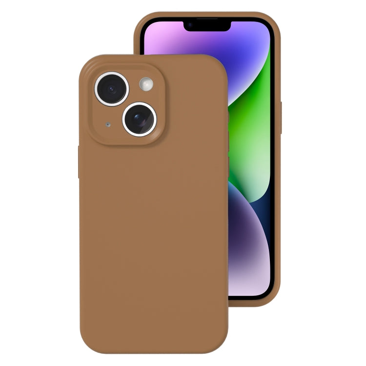 For iPhone 14 Precise Hole Liquid Silicone Jelly Color Full Coverage Phone Case
