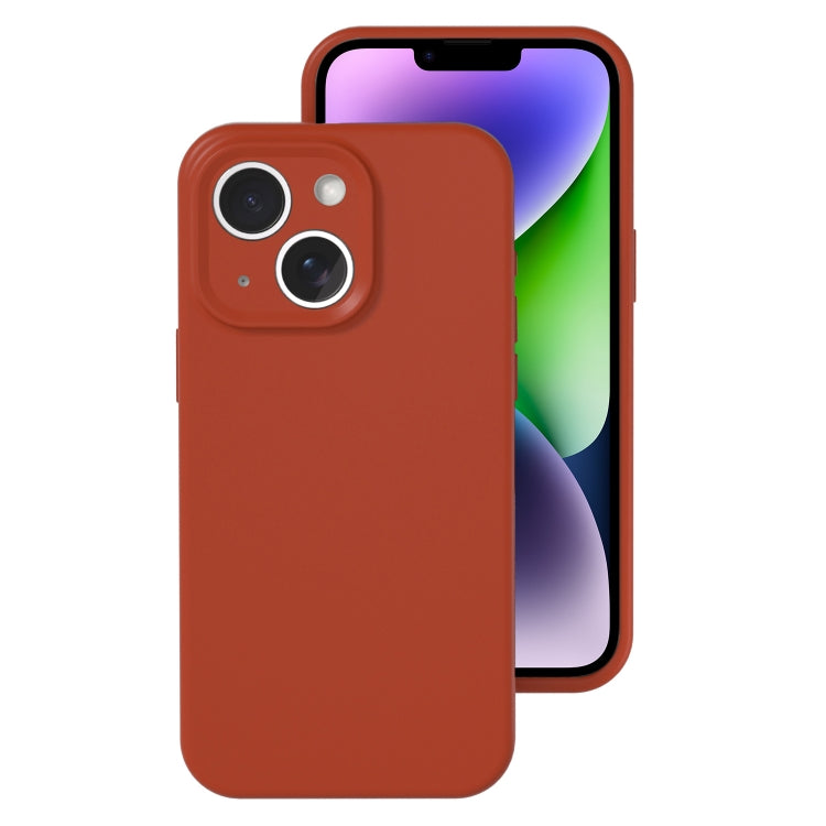 For iPhone 14 Precise Hole Liquid Silicone Jelly Color Full Coverage Phone Case