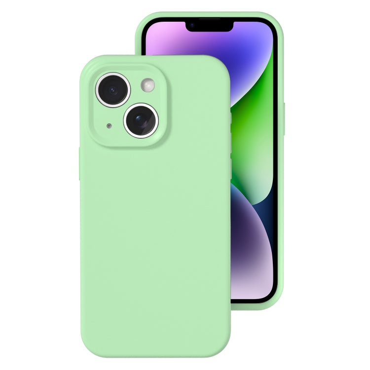 For iPhone 14 Precise Hole Liquid Silicone Jelly Color Full Coverage Phone Case