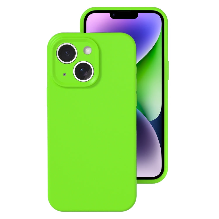 For iPhone 14 Precise Hole Liquid Silicone Jelly Color Full Coverage Phone Case