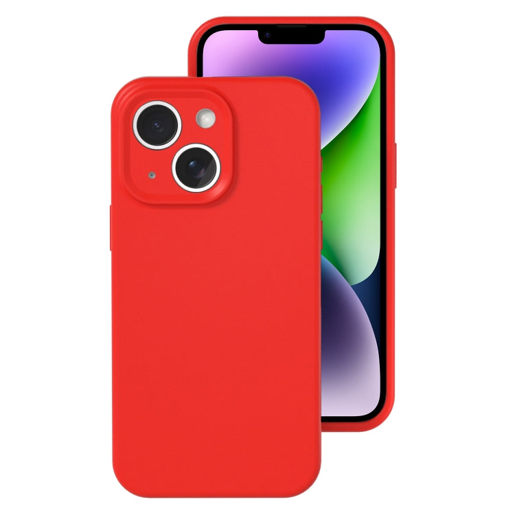 For iPhone 14 Precise Hole Liquid Silicone Jelly Color Full Coverage Phone Case