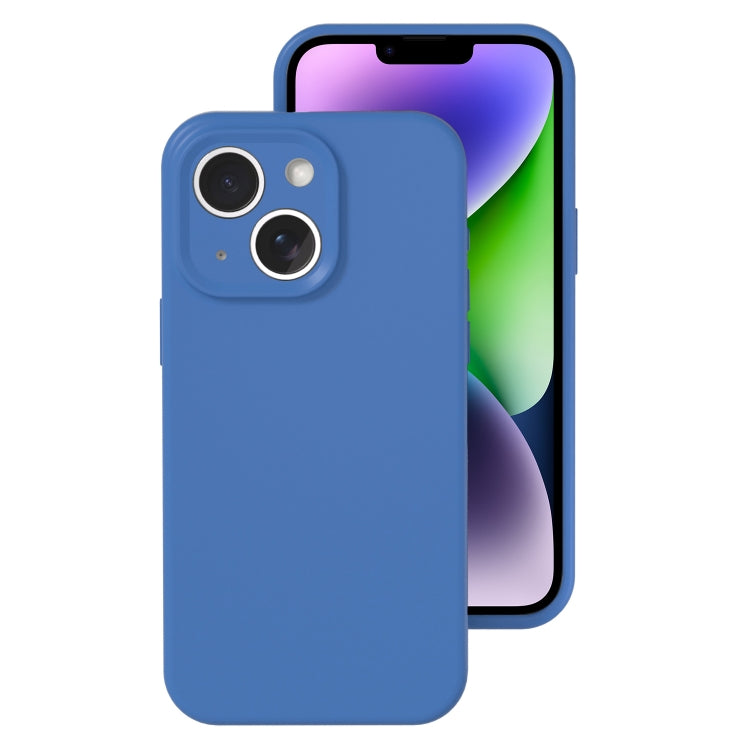 For iPhone 14 Precise Hole Liquid Silicone Jelly Color Full Coverage Phone Case