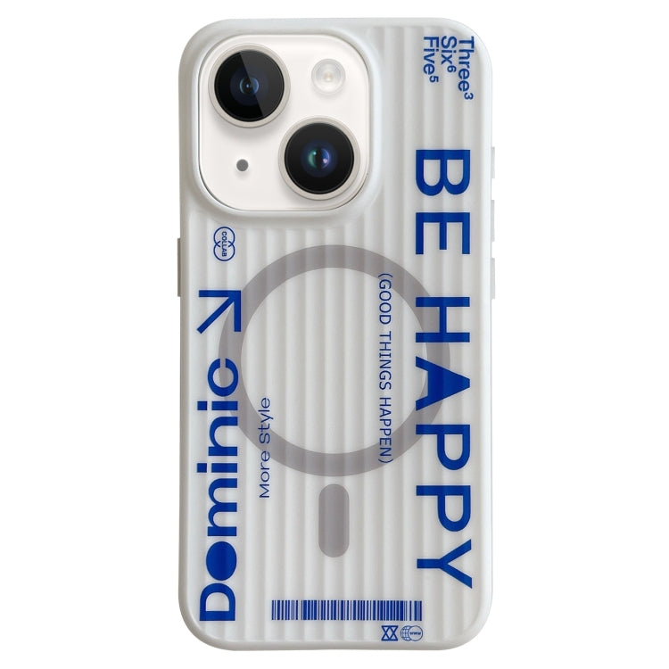 For iPhone 14 Striped Skin Feel Magnetic Magsafe Phone Case