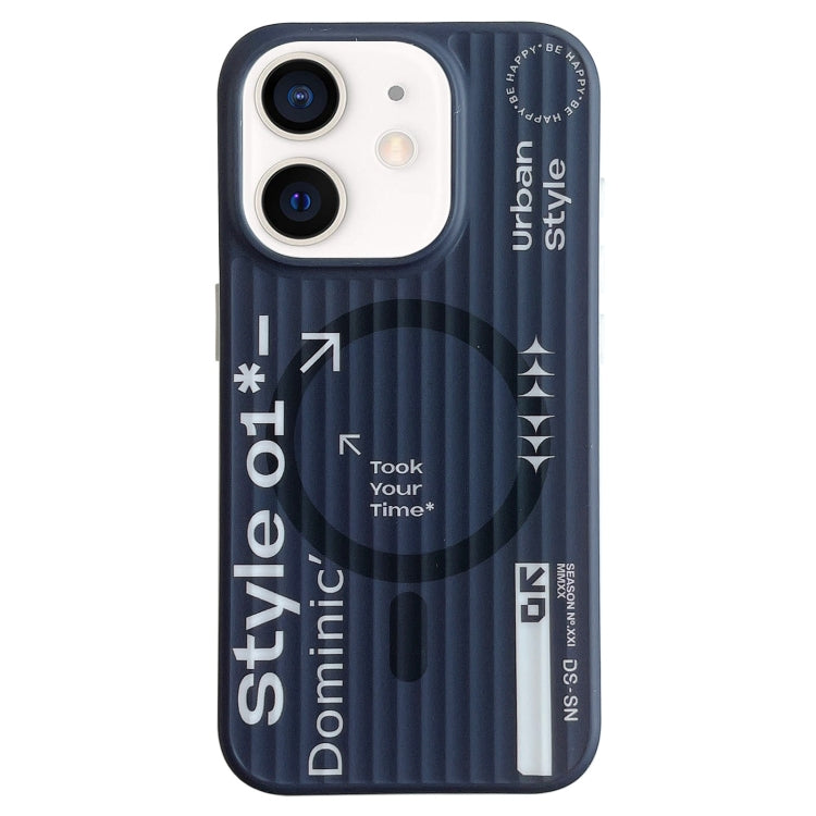 For iPhone 12 Striped Skin Feel Magnetic Magsafe Phone Case