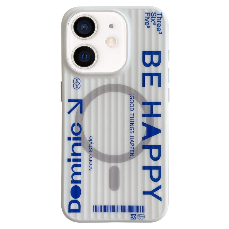 For iPhone 12 Striped Skin Feel Magnetic Magsafe Phone Case
