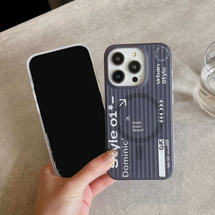 For iPhone 13 Pro Max Striped Skin Feel Magnetic Magsafe Phone Case