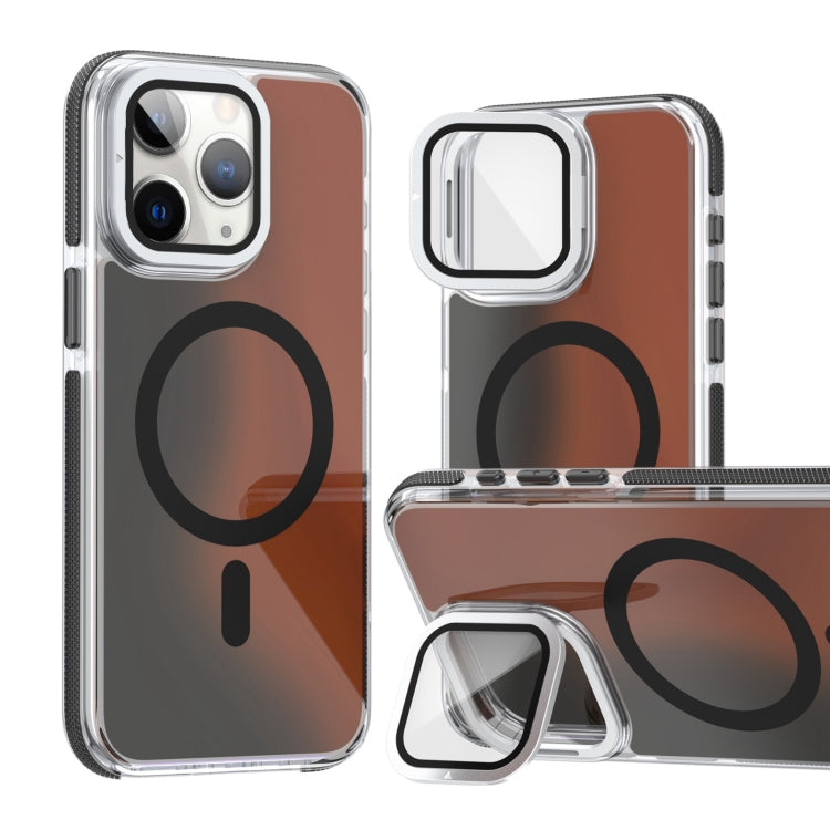 For iPhone 11 Pro Max MagSafe Gradient Color Lens Film Phone Case with Lens Fold Holder