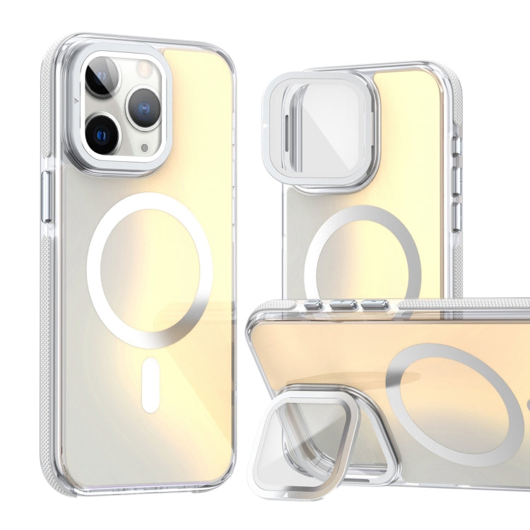 For iPhone 11 Pro Max MagSafe Gradient Color Lens Film Phone Case with Lens Fold Holder