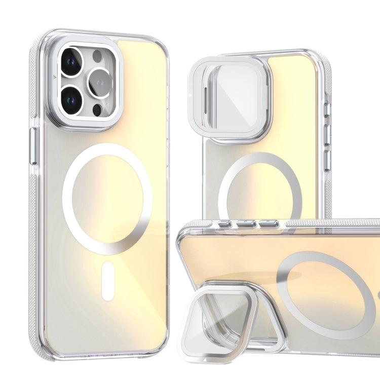 For iPhone 12 Pro Max MagSafe Gradient Color Lens Film Phone Case with Lens Fold Holder