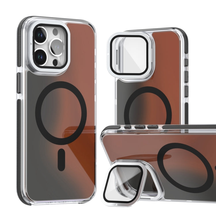 For iPhone 13 Pro MagSafe Gradient Color Lens Film Phone Case with Lens Fold Holder