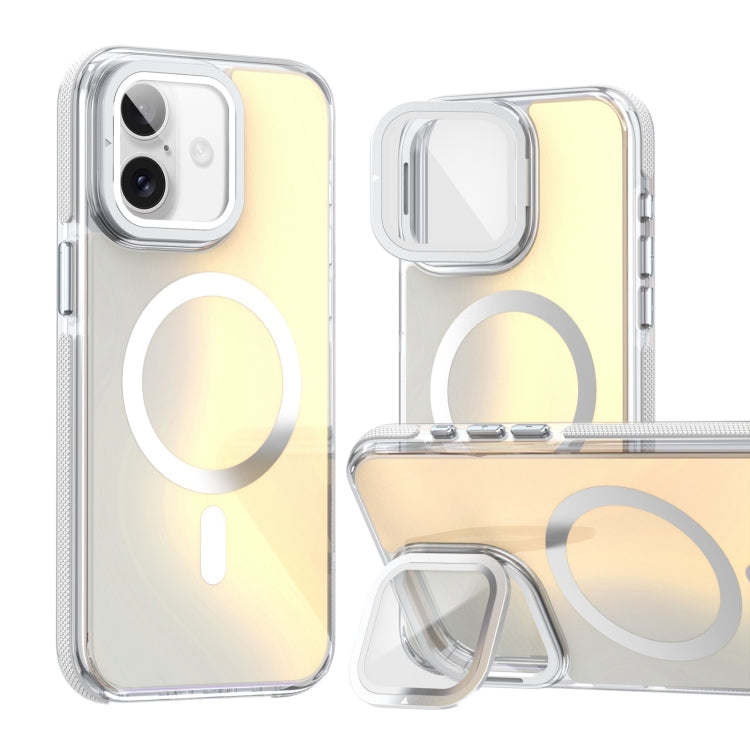For iPhone 16 MagSafe Gradient Color Lens Film Phone Case with Lens Fold Holder