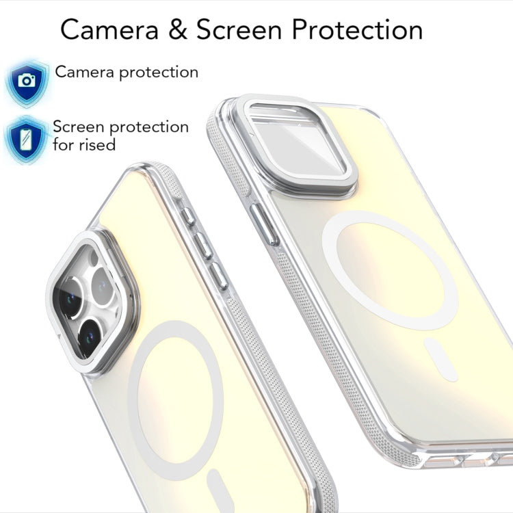 For iPhone 11 MagSafe Gradient Color Lens Film Phone Case with Lens Fold Holder