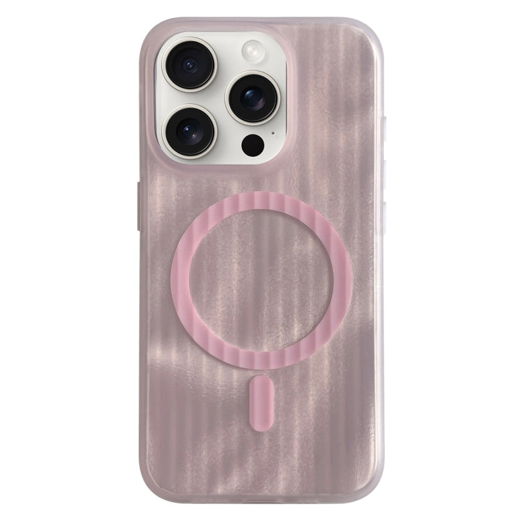For iPhone 15 Pro Striped Skin Feel Magnetic Magsafe Phone Case