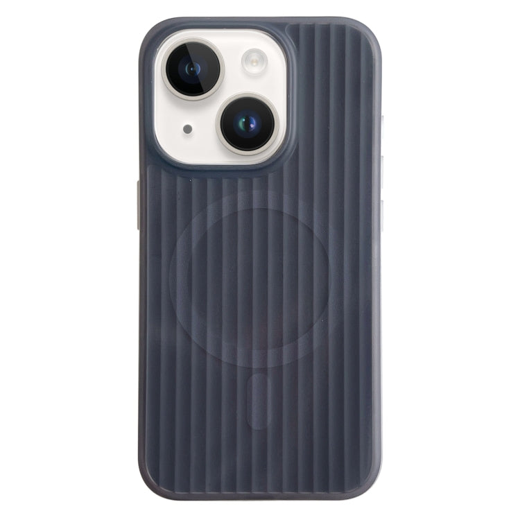 For iPhone 15 Striped Skin Feel Magnetic Magsafe Phone Case