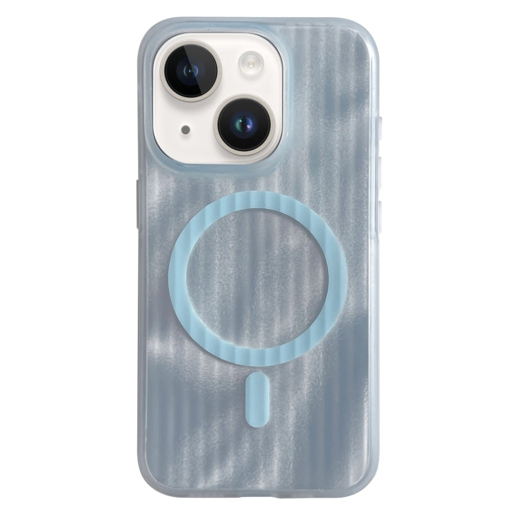 For iPhone 15 Striped Skin Feel Magnetic Magsafe Phone Case