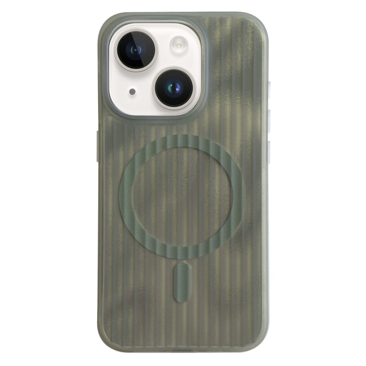 For iPhone 14 Striped Skin Feel Magnetic Magsafe Phone Case