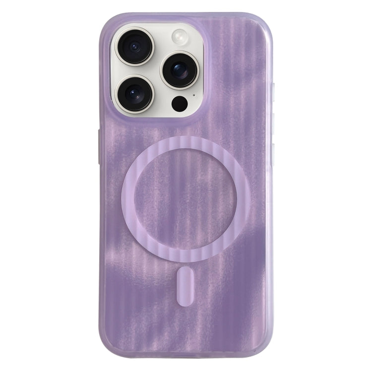 For iPhone 14 Pro Striped Skin Feel Magnetic Magsafe Phone Case