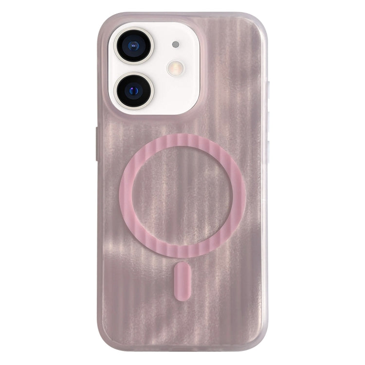 For iPhone 12 Striped Skin Feel Magnetic Magsafe Phone Case