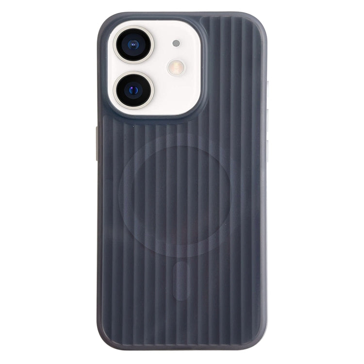 For iPhone 12 Striped Skin Feel Magnetic Magsafe Phone Case
