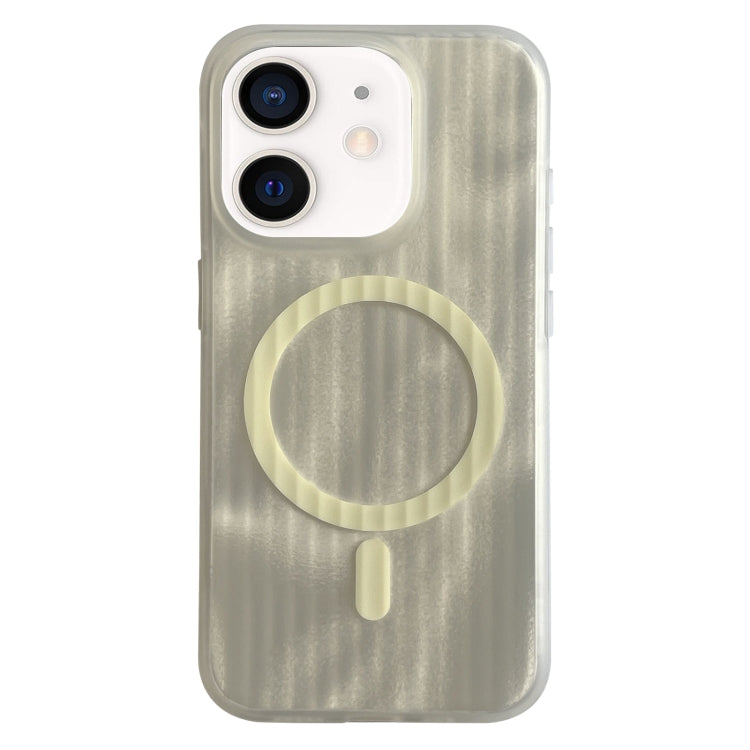 For iPhone 12 Striped Skin Feel Magnetic Magsafe Phone Case