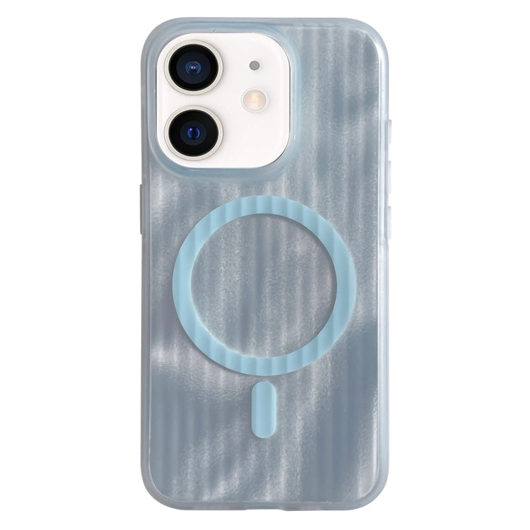 For iPhone 12 Striped Skin Feel Magnetic Magsafe Phone Case