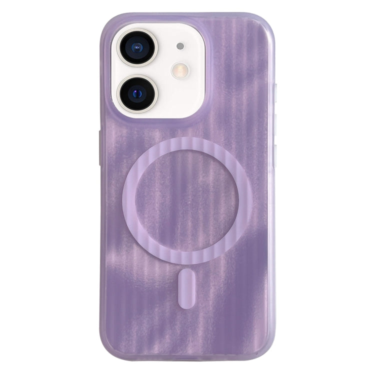 For iPhone 12 Striped Skin Feel Magnetic Magsafe Phone Case