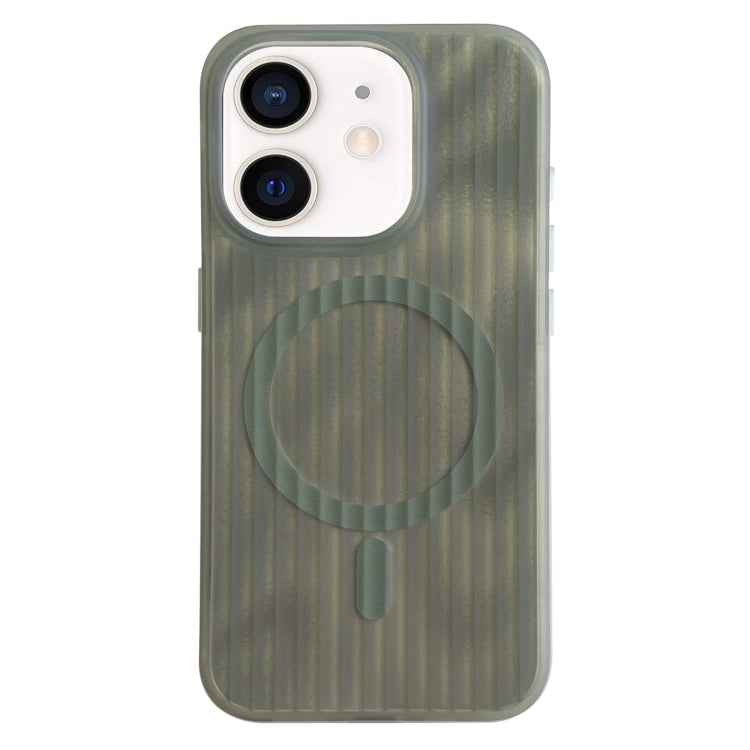 For iPhone 12 Striped Skin Feel Magnetic Magsafe Phone Case