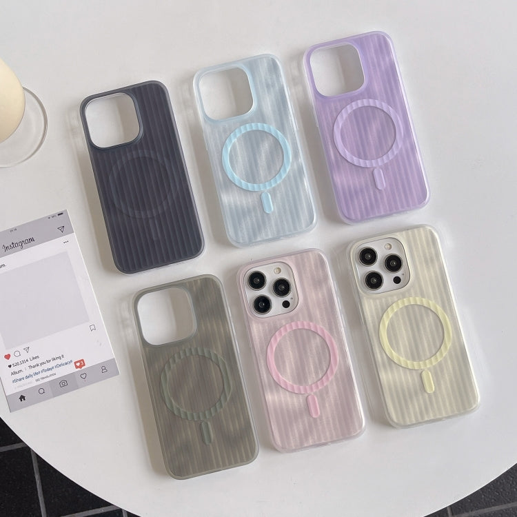 For iPhone 14 Pro Striped Skin Feel Magnetic Magsafe Phone Case