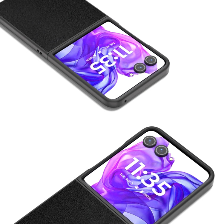 For Motorola Razr 50 Ultra PU Leather Black Frame Full Coverage Phone Case