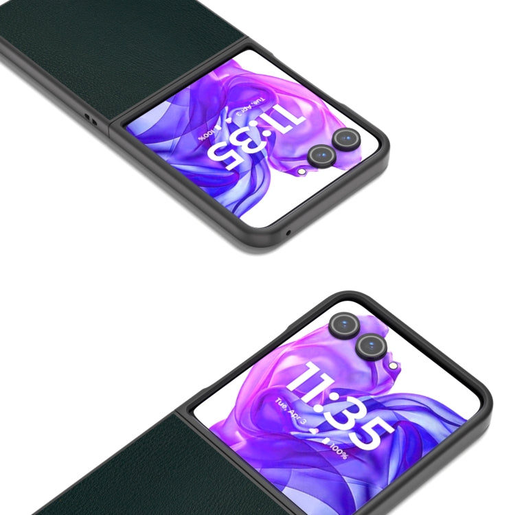 For Motorola Razr 50 Ultra PU Leather Black Frame Full Coverage Phone Case