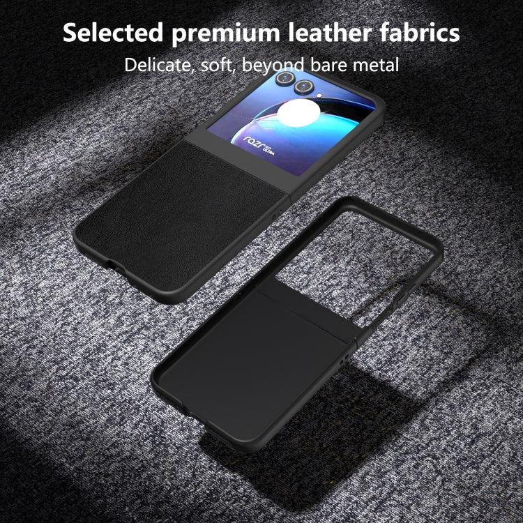 For Motorola Razr 50 PU Leather Black Frame Full Coverage Phone Case