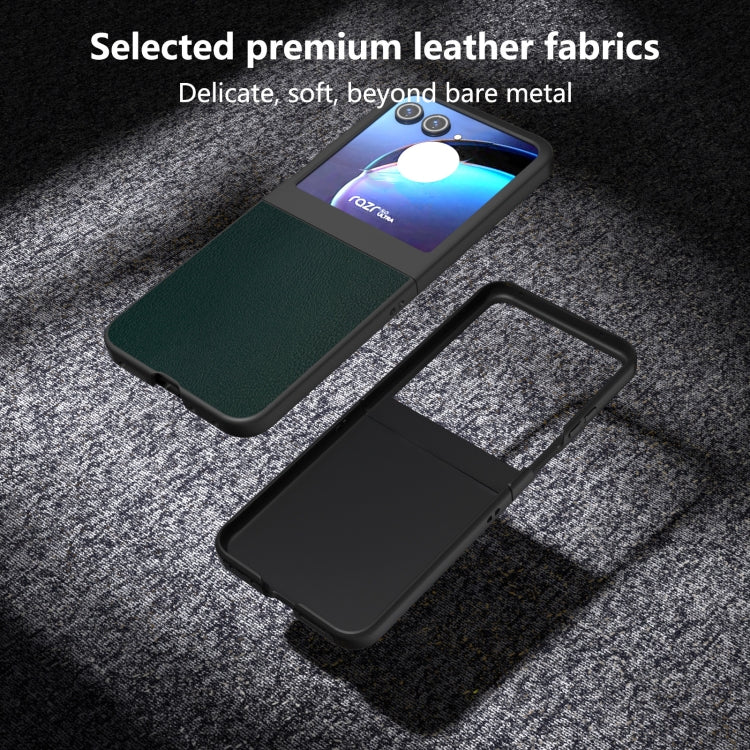 For Motorola Razr 50 PU Leather Black Frame Full Coverage Phone Case
